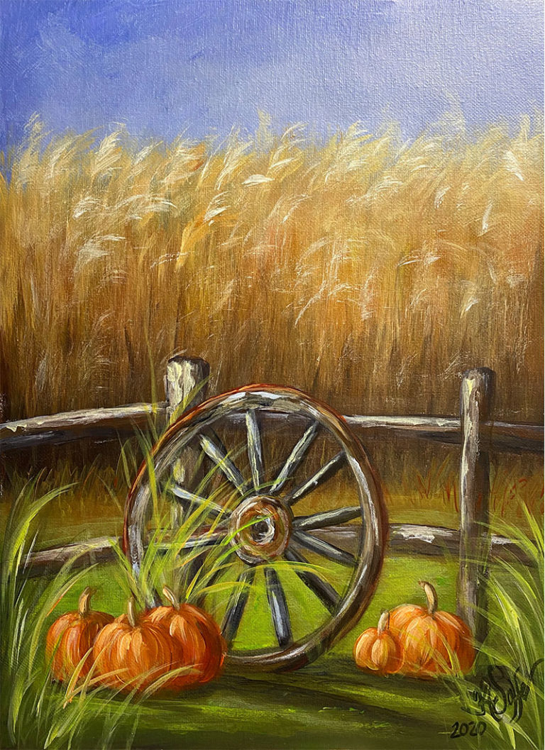 Fall Wagon Wheel – Art by Karen Wolfe