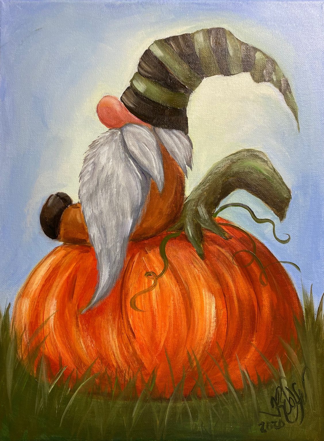Fall Gnome Art by Karen Wolfe